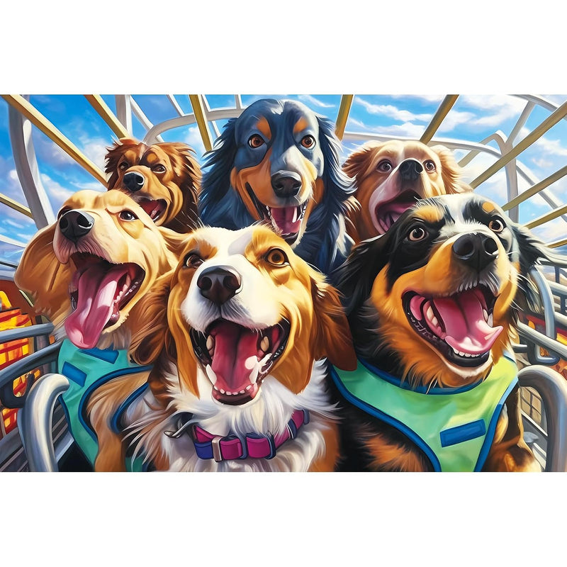 1000 Piece Puzzle For Adults Dogs At The Amusement Park Wooden Difficult Puzzl