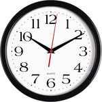 Black Wall Clock Silent Non Ticking 10 Inch Quality Quartz Battery Operated Round Easy to Read Home/Office/Kitchen/Classroom/School Clock Sweep Movement