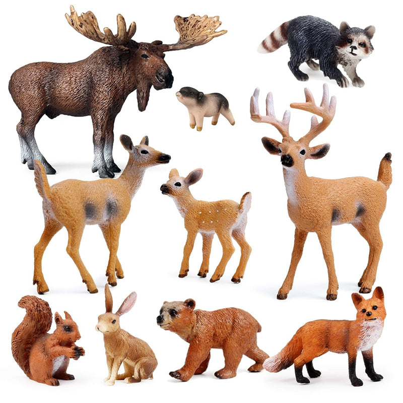 10Pcs Forest Animals Figures, Woodland Creatures Figurines, Miniature Toys