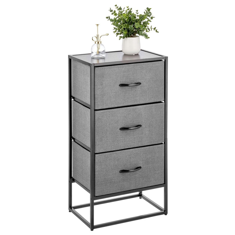 Mdesign Bedside Table With 3 Drawers – Chest Of Drawers Made Of Fabric, Metal An