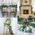 7pcs 41Ft Artificial Eucalyptus Garland Greenery Faux Garland Bulk Silver Dollar Eucalyptus Leaves Vines Plants for Wedding Arch Wall Garden Decoration