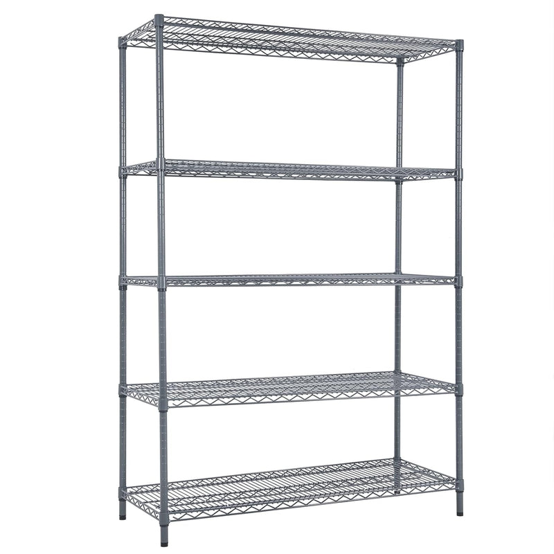 5 Tier Storage Racks And Shelving - 48" L X 20" W X 72" H Heavy Steel Material P