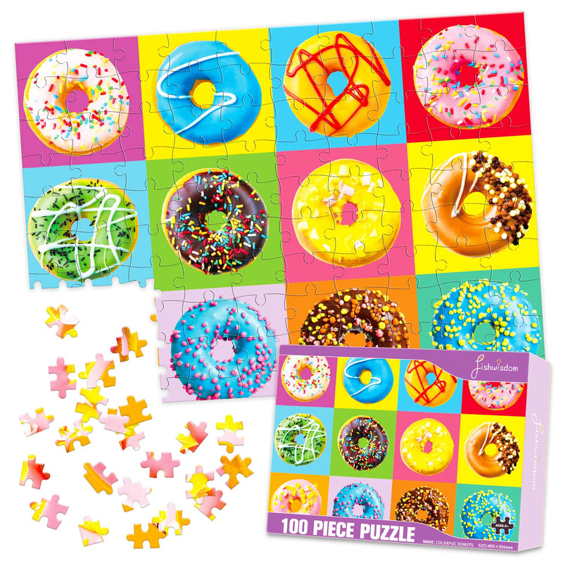 100 Piece Donuts Jigsaw Puzzle For Kids Teens Age 4 8 Gift Family Time (Don