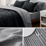 Black Comforter Set King - 7 Pieces Reversible Black Bed Set King, Black Bedding Set King With Comforters, Sheets, Pillowcases & Shams, King Size Black Bed In A Bag