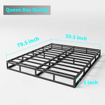 Queen Box Spring 5 Inch Low Profile Heavy Duty Metal Frame Mattress Foundation for Queen Size Bed, Quiet Noise-Free,Easy Assembly, 3000lbs Capacity