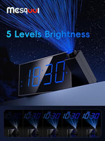 Digital Projection Alarm Clocks for Bedrooms - Large LED Display, 180° Rotatable Projector, 5-Level Dimmer,USB Charger,Battery Backup,Loud Dual Alarms for Kids Elderly,Heavy Sleepers,Snooze,12/24H,DST