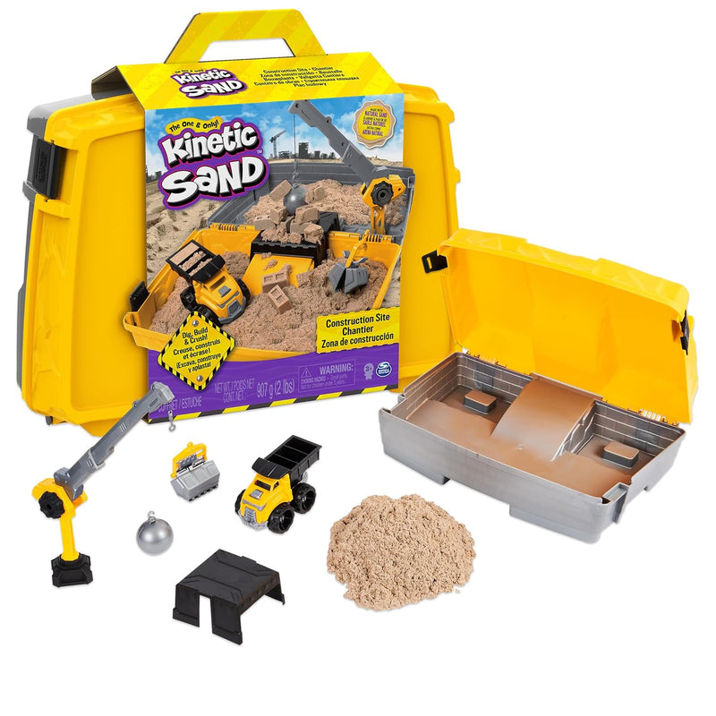 , Construction Site Folding Sandbox With Toy Truck, 2Lbs Play Sand, Sensory