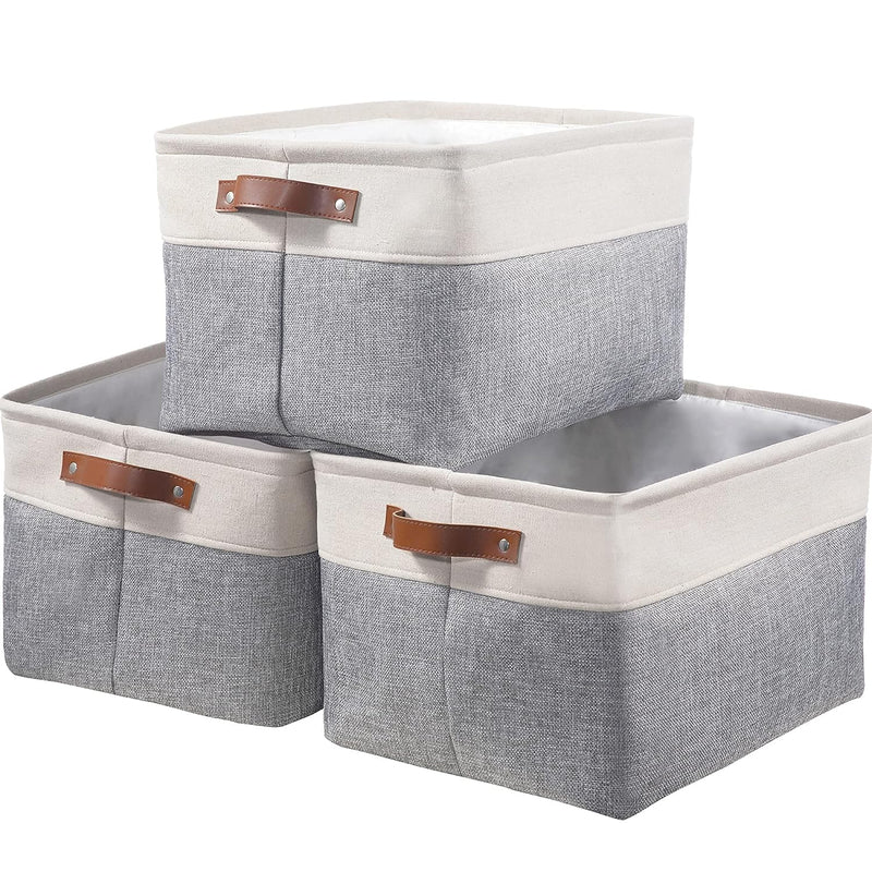 Large Cloth Storage Baskets For Shelf, Collapsible Fabric Rectangular Closet Sto