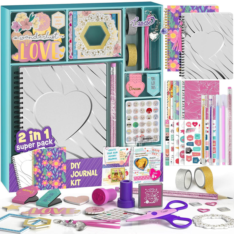 2 Pack Diy Journal Kit 150+Pcs Gifts For Girls Ages 8 9 10 11 12 Year Old B