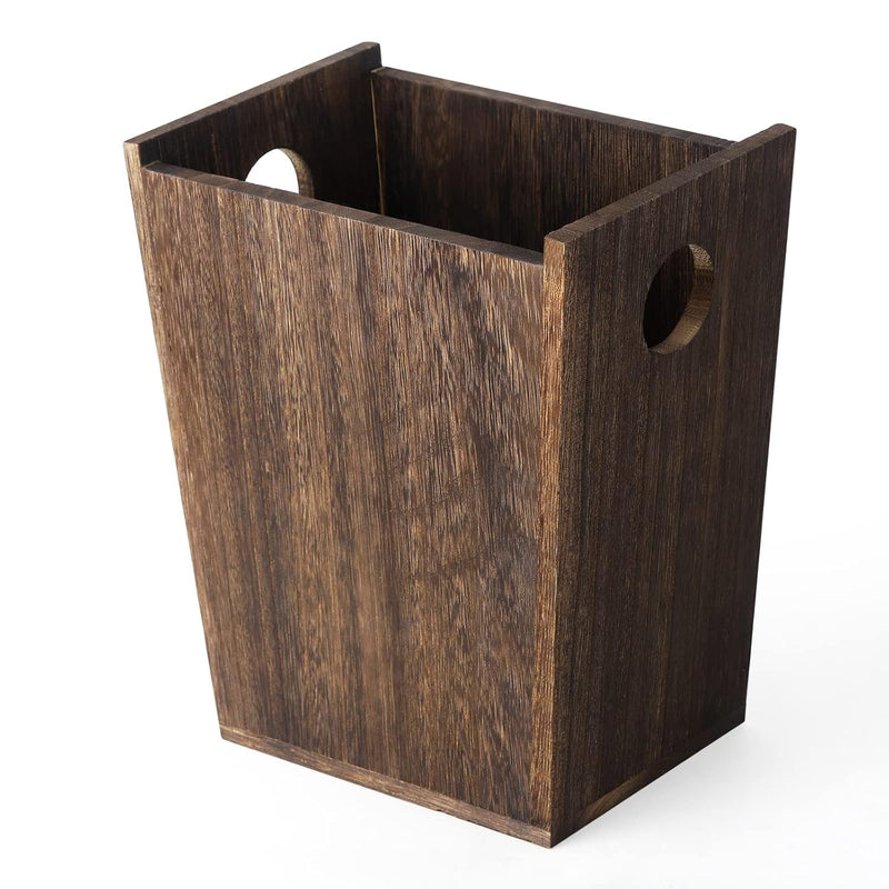 Wood Trash Can Wastebasket Small Rectangular Farmhouse Rustic Garbage Bin With H