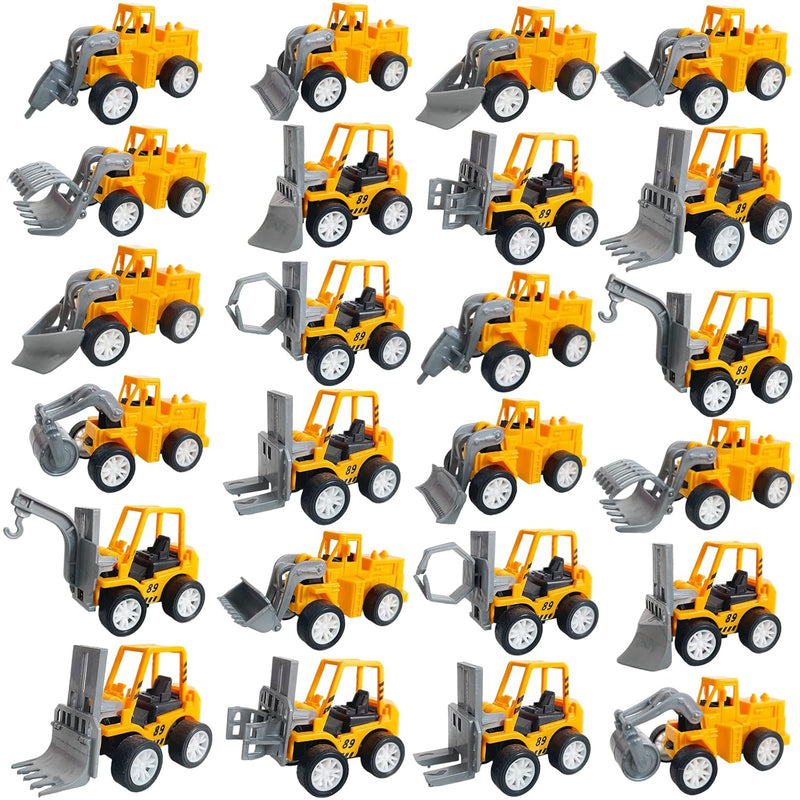 24Pcs Mini Construction Vehicles,Play Figure Vehicles,Pull Back Engineering