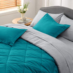 Teal Queen Comforter Set - 7 Pieces Reversible Queen Bed In A Bag Queen Bed Set With Comforters, Sheets, Pillowcases & Shams, Queen Bedding Sets