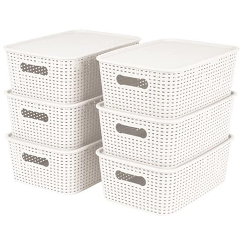 Plastic Bins Large Storage With Lids | Korean Organizer Bin Basket Set For Organ