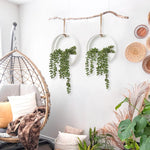 Artificial Succulents Hanging Plants 2pcs Fake String of Pearls in Pot with Lanyard for Indoor Outdoor Wall Boho Wall Decor