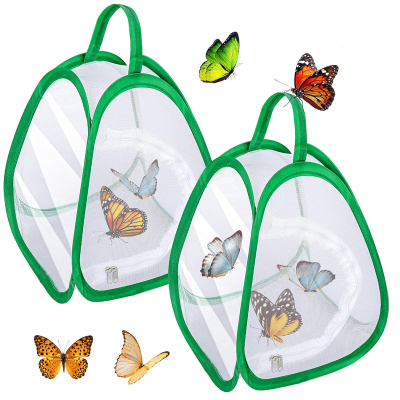 2 Pcs Mini Butterfly Habitat Cage 10 X 8.8 X 8 Inch Collapsible Insect Mesh