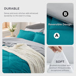 Teal Queen Comforter Set - 7 Pieces Reversible Queen Bed In A Bag Queen Bed Set With Comforters, Sheets, Pillowcases & Shams, Queen Bedding Sets