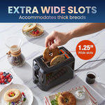 Cool Touch Toaster with 6 Temperature Settings & Extra Wide 1.25" Slots for Bagels, Waffles, Specialty Breads, Puff Pastry, Snacks, ETL Certified, 2 Slices, Black