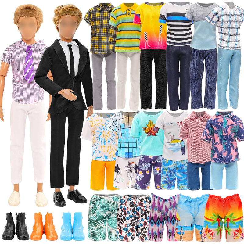 Lot 12 Items Doll Clothes For Boy Doll Include Random 4 Pcs Casual Wear + 5