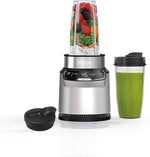 Blender, Nutri Pro, Personal Blender, For-Smoothies, Salsa, Shakes, and Frozen Drinks, Includes 2 Smoothie Cups, + Lids, Crushes Ice, Fruit, and Veggies, Single Serve Blender, Silver