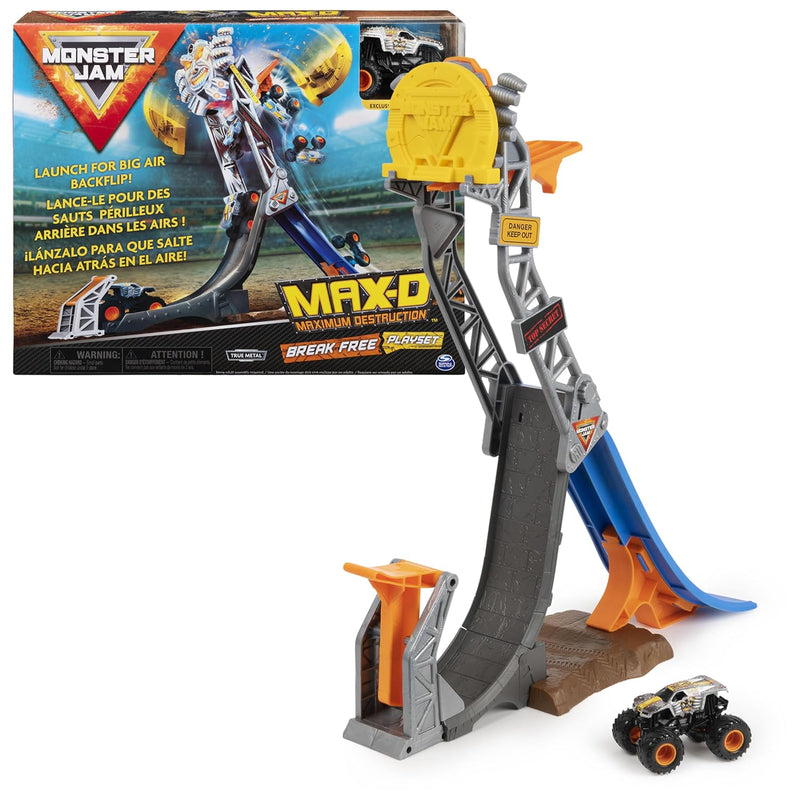 Monster Jam, Official Max-D Break Free Playset with Exclusive 1:64 Scale Ma