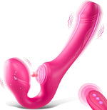 Strapless Strap-On G-Spot Dildo Vibrator with 10 Modes & Remote Control, Anti-Slip Silicone Realistic Double-Ended Vibrating Butt Plug, Adult Anal Sex Toys for Women Lesbians Couples