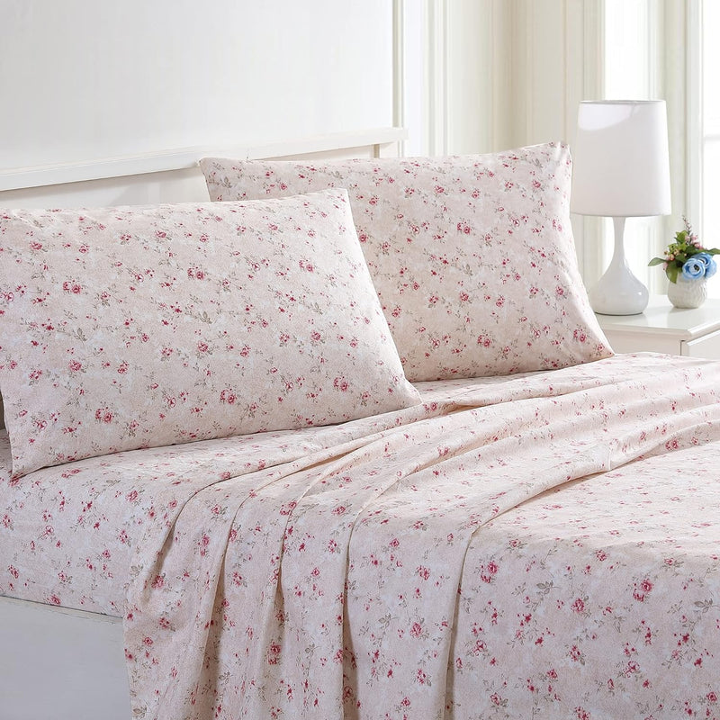 Printed 3-Piece Extra Soft Bedding Sheets & Pillowcase Set, Deep Pocket Up To 16 Inch Mattress Kashmir Rose Twin