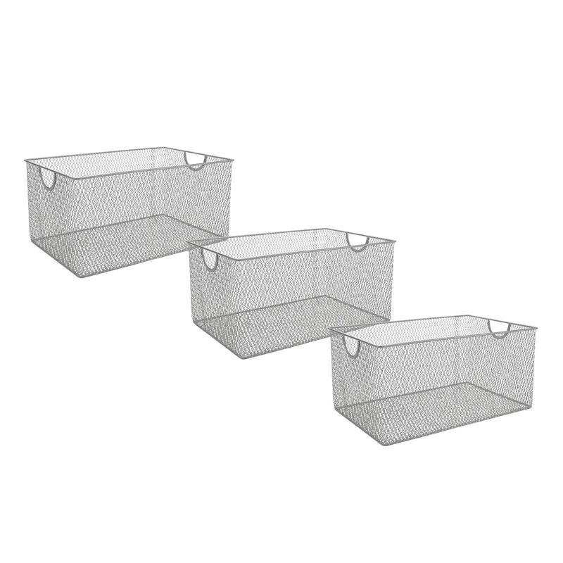 2321-1116-198Set Open Bin Storage Basket Organizer, Set Of 3 13.25 X 8.5, 12 X 8