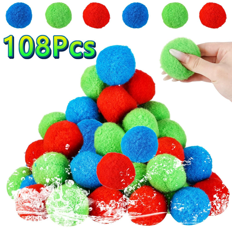 108Pcs Reusable Water Balloons Pool Toys, Yard Games Summer Outside Water Ball