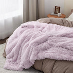 Lavender Fuzzy Faux Fur Blanket - Soft, Thick Sherpa Decorative Queen Blanket, 90X90 Inches, 640 Gsm