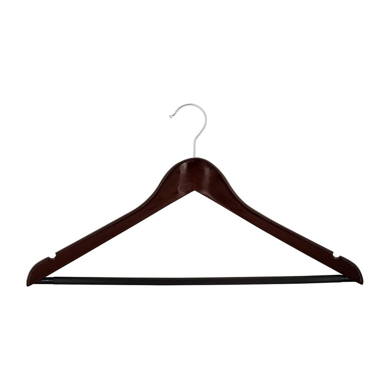 3 Pack Mahogany Wood Hangers | Rolling Crossbar | Prevents Creasing & Wrinkles |