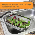 Premium 6-Quart Over-the-Sink Stainless Steel Colander with Expandable Handles