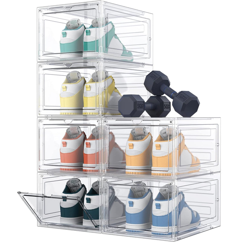 Shoe Storage, 6 Pack Shoe Organizer Clear Hard Plastic Shoe Box, Shoe Boxes Clea