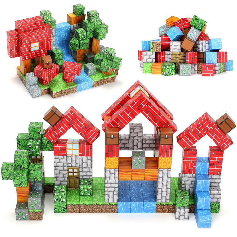 102Pcs Magnetic Blocks World Set For Kids Pixel Magnet Building Blocks Toys