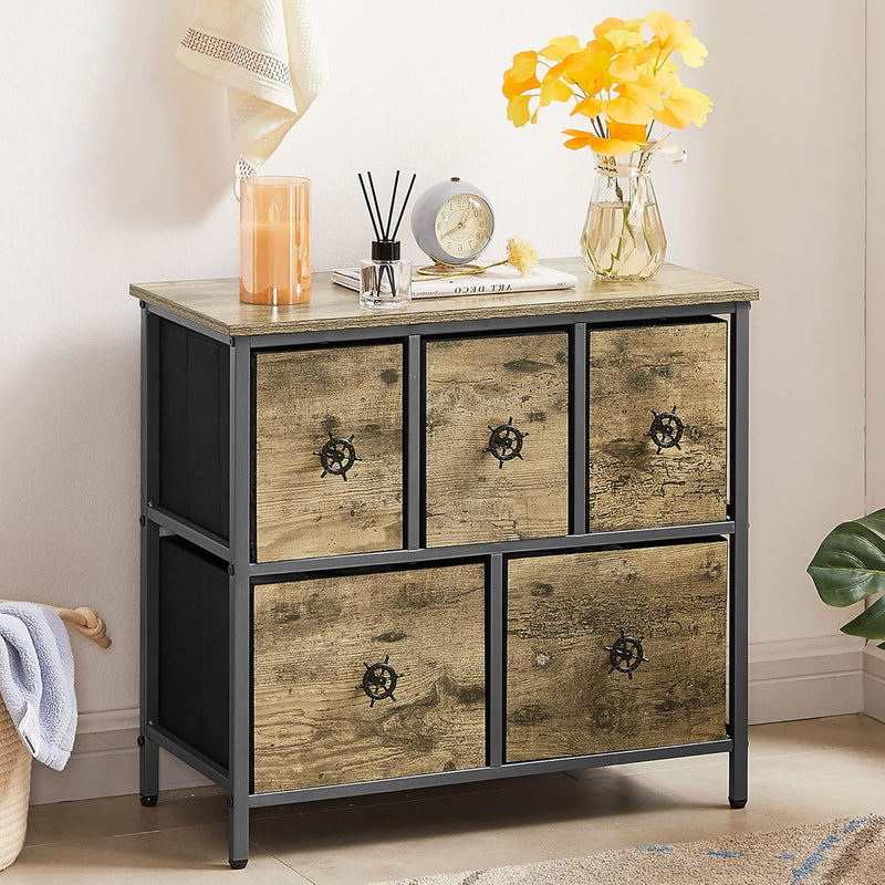 Bedroom With 5 Chest Of Drawers For Living Room, Nursery, Entryway, Fabric Furni