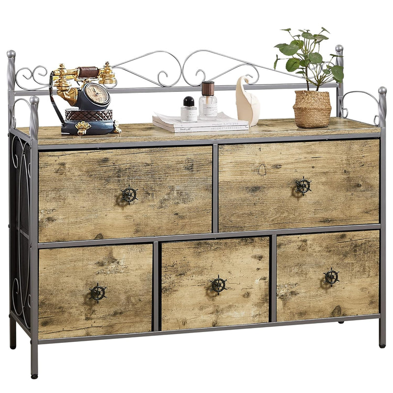 Bedroom With 5 Small Chest Of Drawers For Living Room, Nursery, Entryway, Fabric