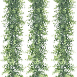 3 Pack Eucalyptus Garland Spring Artificial Greenery Garland 17.7 Ft Fake Vines Hanging Plants Faux Wedding Backdrop Arch Wall Greenery Decor for Home Wedding Party Mantle Table Decor