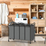 4-Bag Heavy Duty Laundry Sorter Rolling Cart, Dark Grey