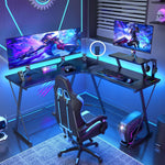 L Shaped Gaming Desk Corner Computer Desk, Home Office Desks Writing Workstation with Large Monitor Stand, Easy to Assemble (Black,51 Inch)