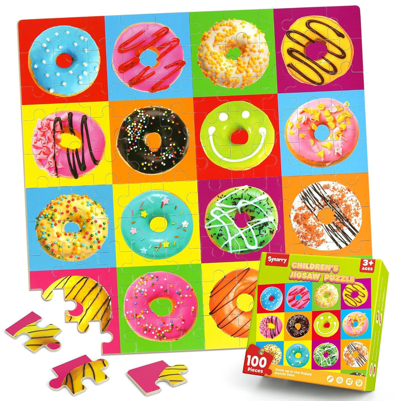 100 Piece Wooden Puzzles For Kids Ages 4 8, Donuts Jigsaw Puzzle For Kids A