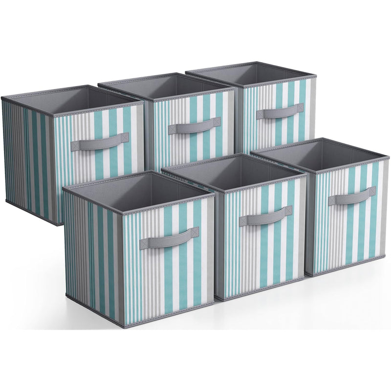 11 Inch Cube Storage Bin - 6 Foldable Storage Cubes For Shelf, Toy Box, Cubby An