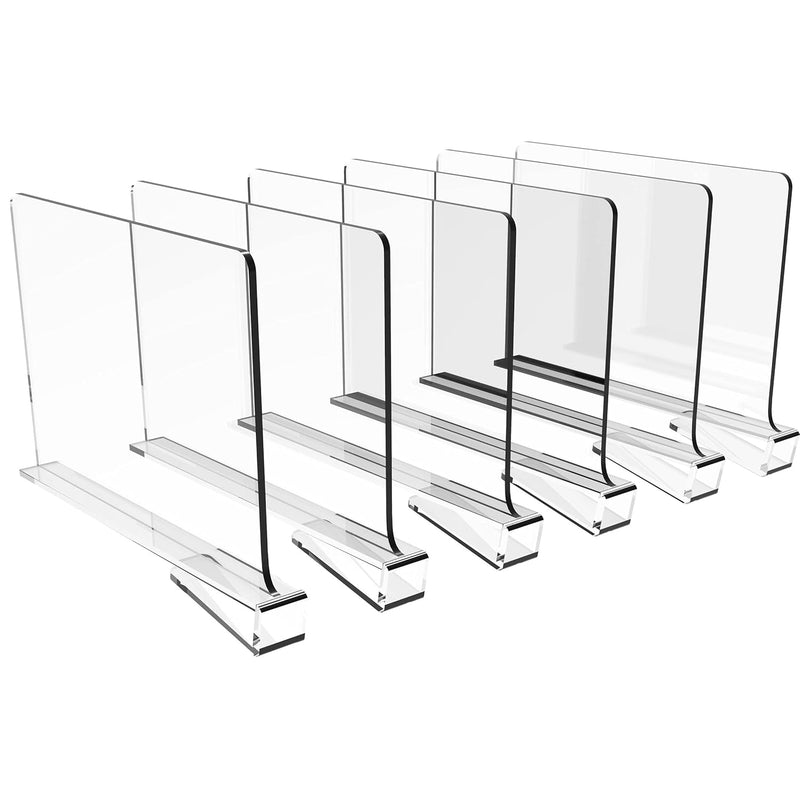 6Pcs Shelf Dividers For Closets,Clear Acrylic Shelf Divider For Wood Shelves And