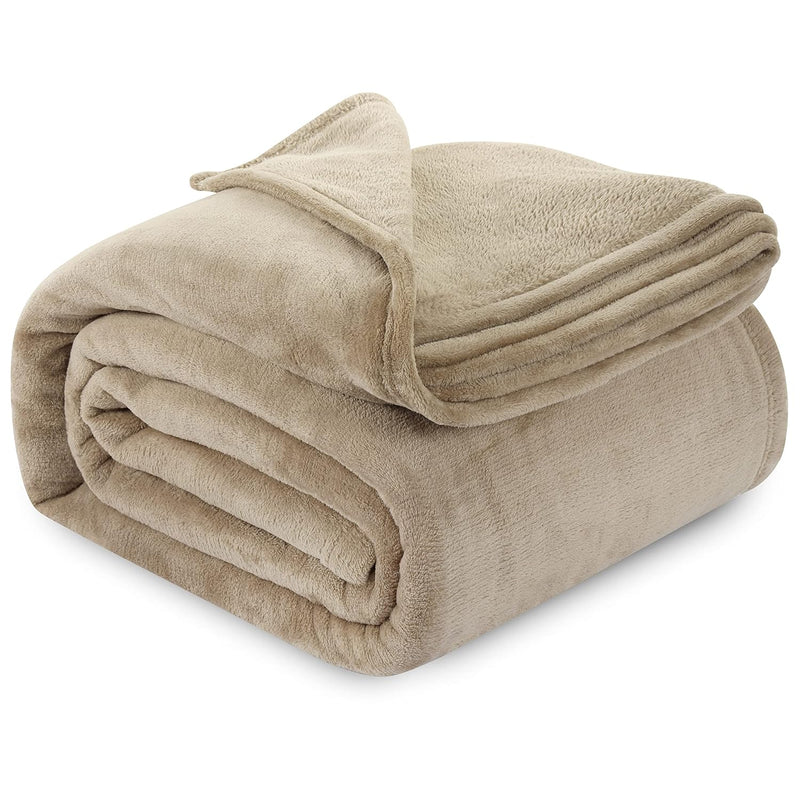 Fleece Polyester Blanket - Lightweight Fuzzy Soft Anti-Static Microfiber Bed Blanket (90X102 Inches), Camel, King