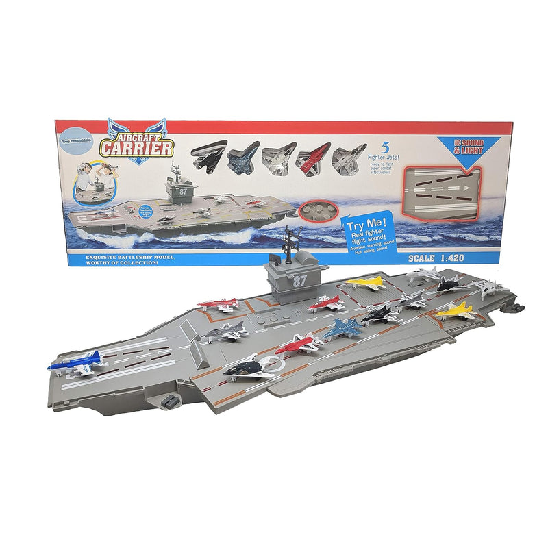 30 Inch Aircraft Carrier With Sound Effects And Light Up Runway (14 Fighter