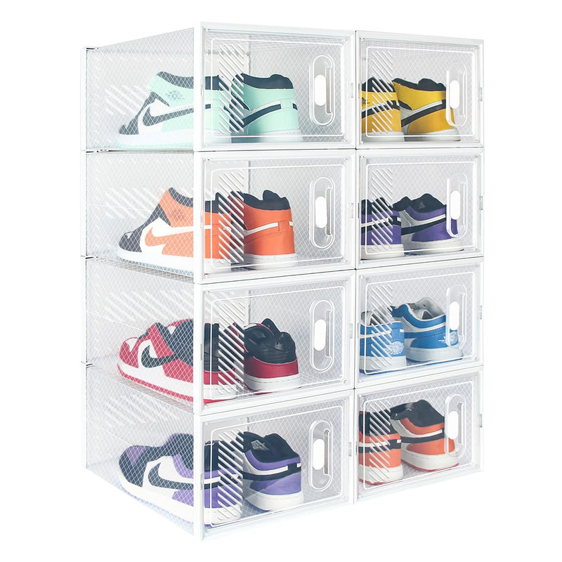 8 Pack X-Large Shoe Storage Boxes, Shoe Boxes Clear Plastic Stackable, Shoe Orga