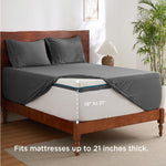 Deep Pocket King Sheets Set - Fits Mattresses Up To 21" Thick, 4 Piece Air Mattress Sheets With Deep Pocket, Moisture Wicking Soft Cooling Bedding Sheets & Pillowcases, Grey