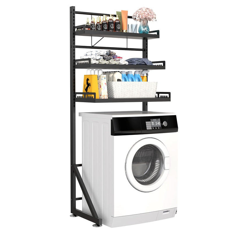 3-Tier Height Adjustable Washing Machine Storage Rack, Bathroom Large Storage Ra