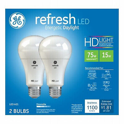 Refresh Hd Led Light Bults, Daylight, 1100 Lumens, 15-Watt, 2-Pk.