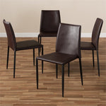 Baxton Studio Pascha Faux Leather Dining Chair in Brown (Set of 4)