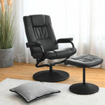 360°  PU Leather Lounge Accent Armchair Swivel Recliner Chair w/ Ottoman Black