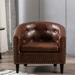 Living Room Bedroom Pu Leather Tufted Barrel Chair Tub Chair